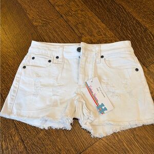 Vintage Havana White Distressed Girls Denim Shorts